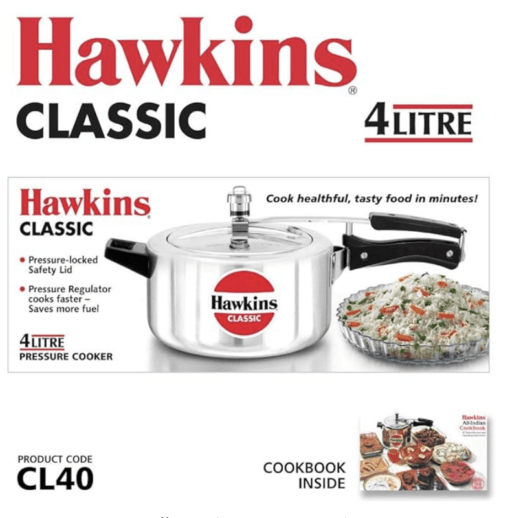 Hawkins Classic Aluminium Inner Lid Pressure Cooker, 4 Litre, Silver (CL40) - Image 4